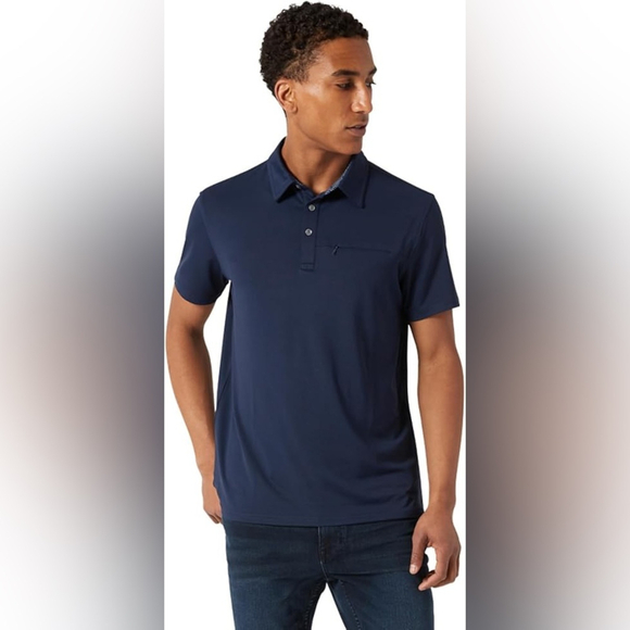 Calvin Klein Mens Polo MT Luxe Touch Performance Camisa Cotton Blue Small - Picture 1 of 8